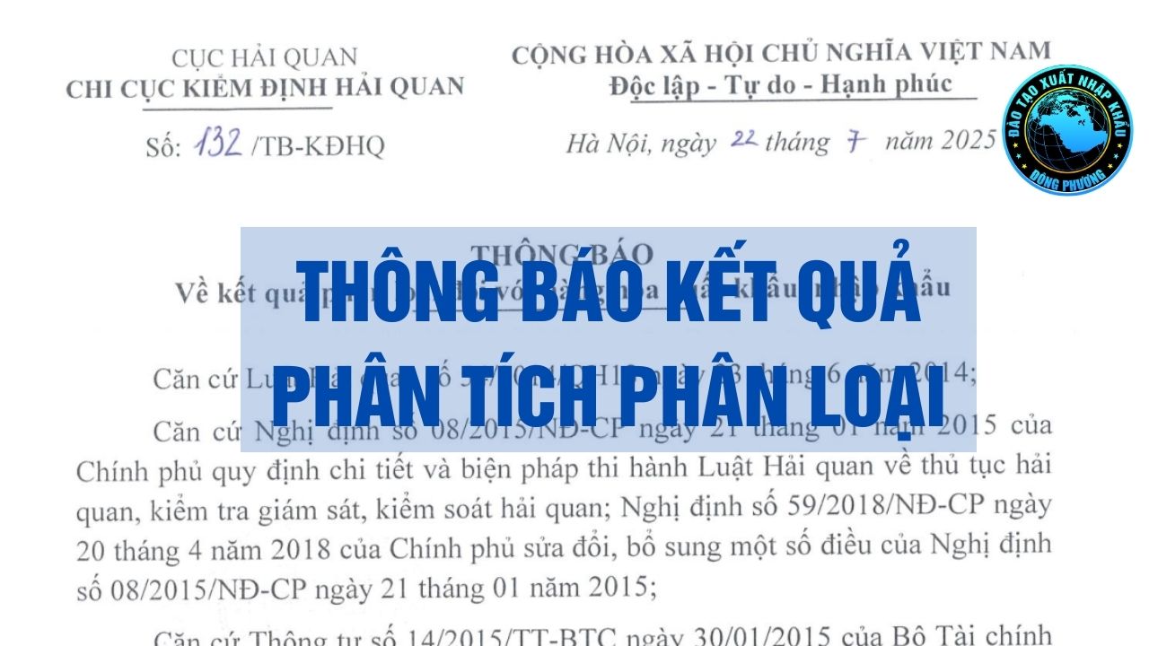 Thông báo về kết quả phân loại hàng hóa xuất nhập khẩu